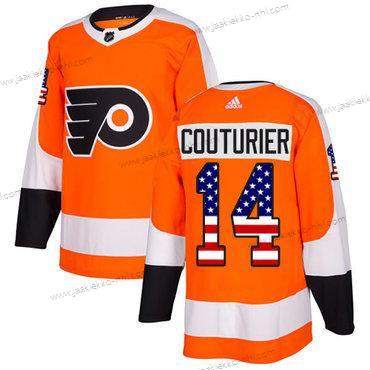 Nuoret Philadelphia Flyers #14 Sean Couturier Oranssi Kotiottelupaita Aito USA Flag Ommeltu NHL Paita