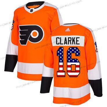 Nuoret Philadelphia Flyers #16 Bobby Clarke Oranssi Kotiottelupaita Aito USA Flag Ommeltu NHL Paita