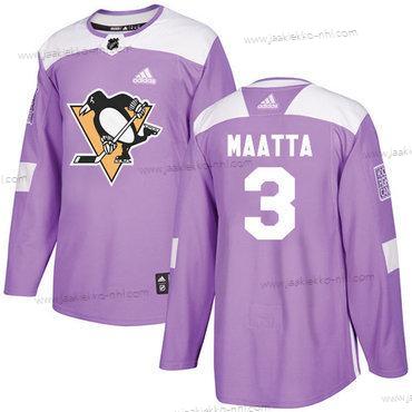 Nuoret Pittsburgh Penguins #3 Olli Maatta Violetti Aito Taistelee syöpää vastaan Ommeltu NHL Paita