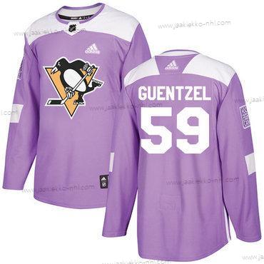 Nuoret Pittsburgh Penguins #59 Jake Guentzel Violetti Aito Taistelee syöpää vastaan Ommeltu NHL Paita