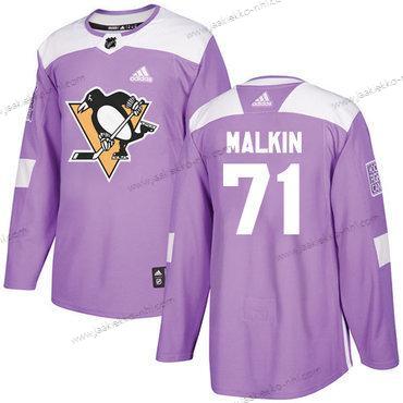 Nuoret Pittsburgh Penguins #71 Evgeni Malkin Violetti Aito Taistelee syöpää vastaan Ommeltu NHL Paita