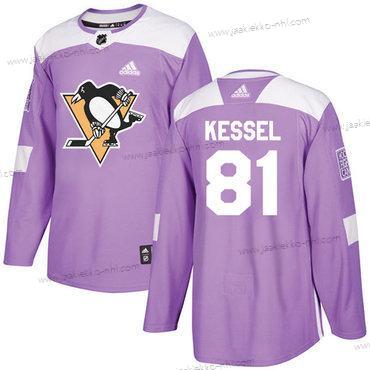 Nuoret Pittsburgh Penguins #81 Phil Kessel Violetti Aito Taistelee syöpää vastaan Ommeltu NHL Paita