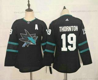 Nuoret San Jose Sharks #19 Joe Thornton New Musta Ommeltu NHL Paita