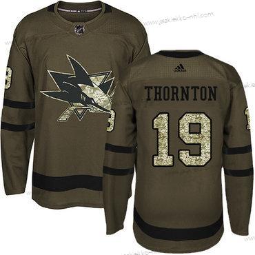 Nuoret San Jose Sharks #19 Joe Thornton Vihreä Salute to Service Ommeltu NHL Paita