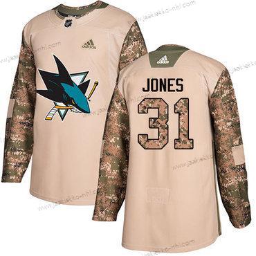 Nuoret San Jose Sharks #31 Martin Jones Maastokuvio Aito 2017 Veterans Day Ommeltu NHL Paita