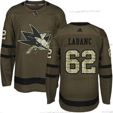 Nuoret San Jose Sharks #62 Kevin Labanc Vihreä Salute to Service Ommeltu NHL Paita