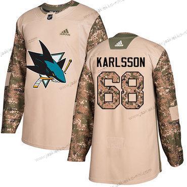 Nuoret San Jose Sharks #68 Melker Karlsson Maastokuvio Aito 2017 Veterans Day Ommeltu NHL Paita