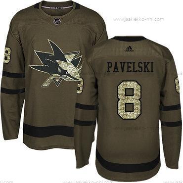 Nuoret San Jose Sharks #8 Joe Pavelski Vihreä Salute to Service Ommeltu NHL Paita