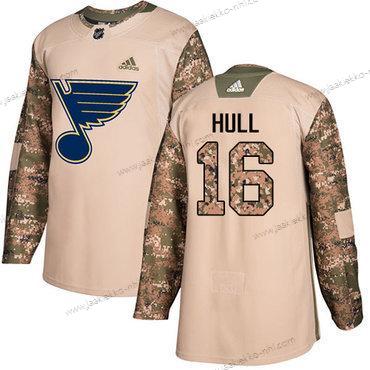 Nuoret St. Louis Blues #16 Brett Hull Maastokuvio Aito 2017 Veterans Day Ommeltu NHL Paita