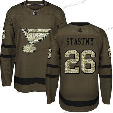 Nuoret St. Louis Blues #26 Paul Stastny Vihreä Salute to Service Ommeltu NHL Paita