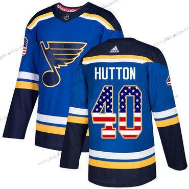 Nuoret St. Louis Blues #40 Carter Hutton Sininen Kotiottelupaita Aito USA Flag Ommeltu NHL Paita