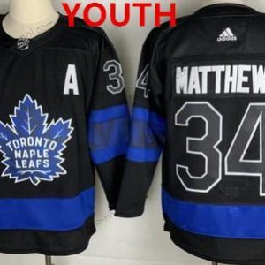 Nuoret Toronto Maple Leafs #34 Auston Matthews Musta X Drew House Inside Out Ommeltu Paita