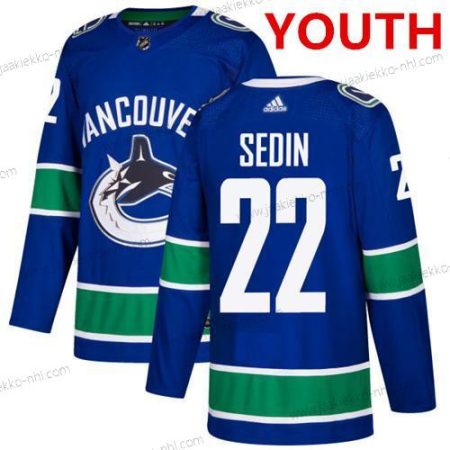 Nuoret Vancouver Canucks #22 Daniel Sedin Ommeltu Sininen Vieraspaita NHL Paita