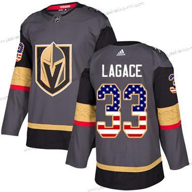 Nuoret Vegas Golden Knights #33 Maxime Lagace Harmaa Kotiottelupaita Aito USA Flag Ommeltu NHL Paita