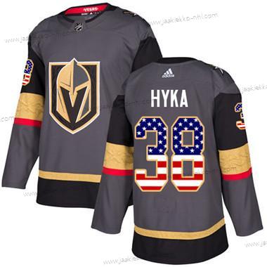 Nuoret Vegas Golden Knights #38 Tomas Hyka Harmaa Kotiottelupaita Aito USA Flag Ommeltu NHL Paita