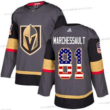 Nuoret Vegas Golden Knights #81 Jonathan Marchessault Harmaa Kotiottelupaita Aito USA Flag Ommeltu NHL Paita