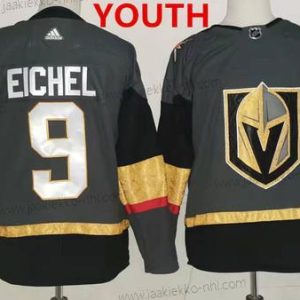 Nuoret Vegas Golden Knights #9 Jack Eichel Harmaa Kotiottelupaita Aito Ommeltu NHL Paita