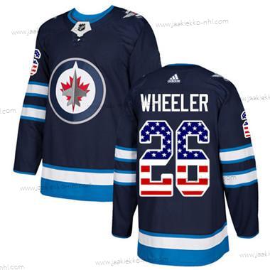 Nuoret Winnipeg Jets #26 Blake Wheeler Laivastonsininen Sininen Kotiottelupaita Aito USA Flag Ommeltu NHL Paita