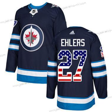 Nuoret Winnipeg Jets #27 Nikolaj Ehlers Laivastonsininen Sininen Kotiottelupaita Aito USA Flag Ommeltu NHL Paita