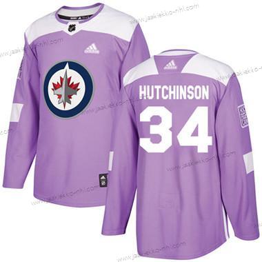 Nuoret Winnipeg Jets #34 Michael Hutchinson Violetti Aito Taistelee syöpää vastaan Ommeltu NHL Paita