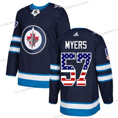 Nuoret Winnipeg Jets #57 Tyler Myers Laivastonsininen Sininen Kotiottelupaita Aito USA Flag Ommeltu NHL Paita